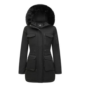 MOERDENG Winter Coat Parka With Fur Hood